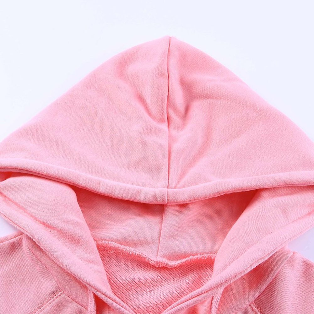 Pink Cropped Hoodie and Drawstring High Waist Shorts Set. barbiecore - Picture 10 of 13